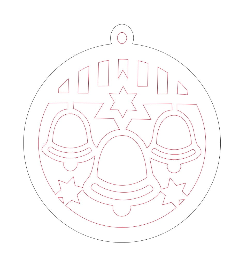 Laser Cut Three Bells Bauble Christmas Ornament