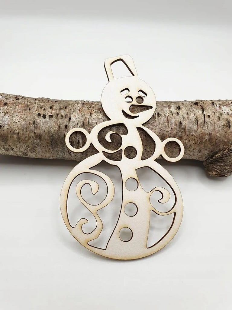 Laser Cut Wooden Snowman Ornament