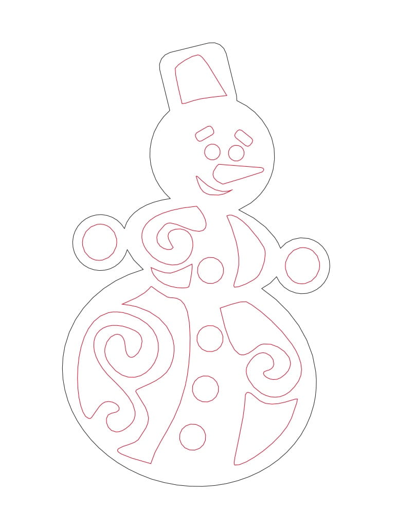 Laser Cut Wooden Snowman Ornament