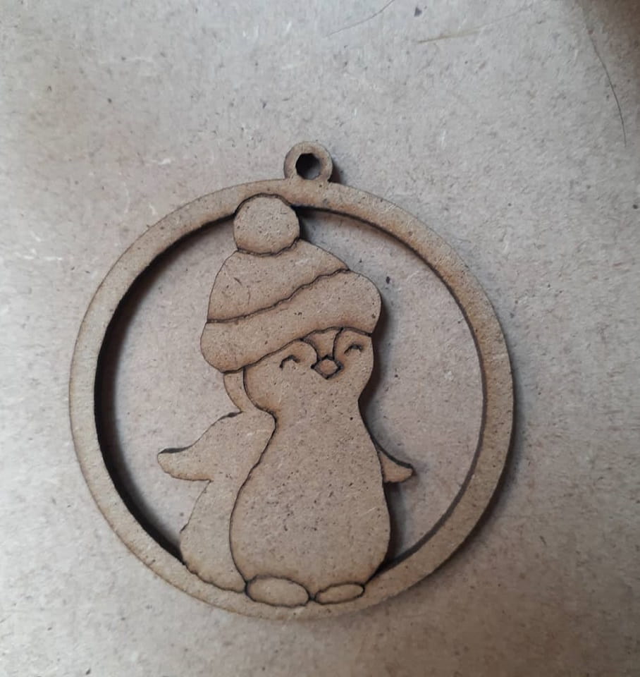 Laser Cut Wooden Penguin Christmas Tree Bauble