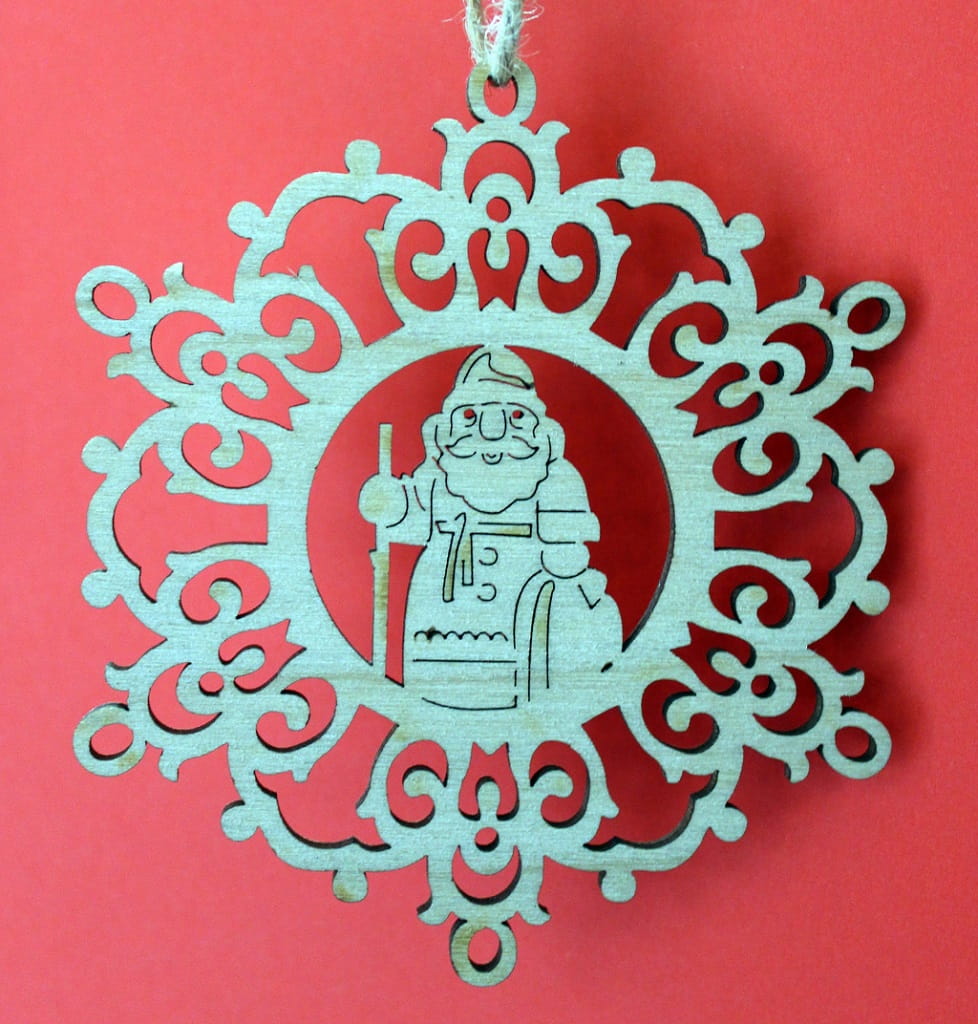 Laser Cut Wooden Santa Claus Snowflake