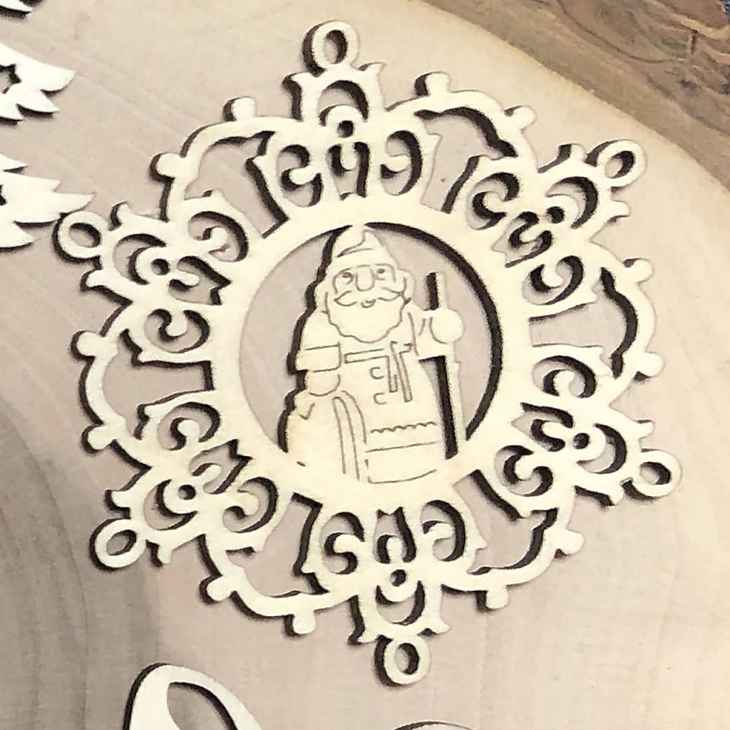 Laser Cut Wooden Santa Claus Snowflake