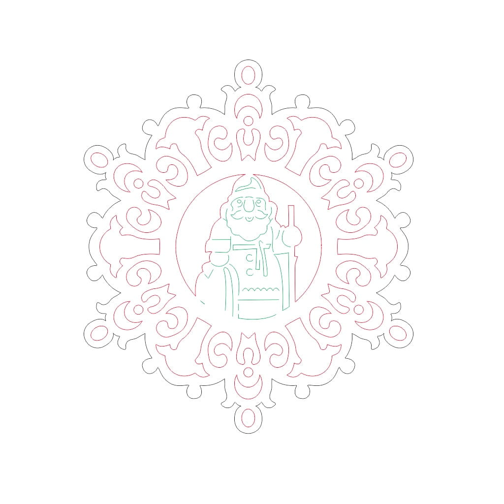 Laser Cut Wooden Santa Claus Snowflake