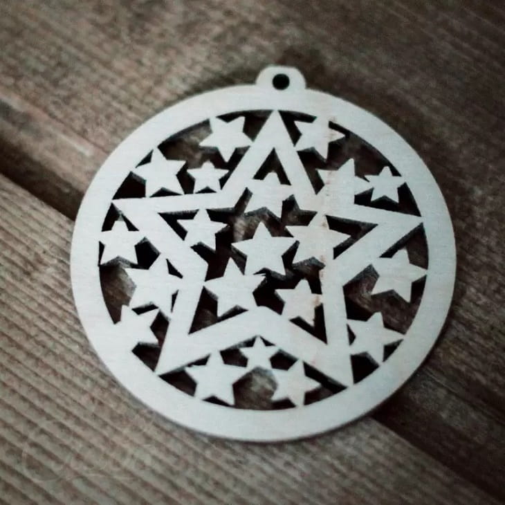 Laser Cut Wooden Stars Christmas Tree Bauble