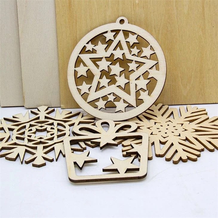Laser Cut Wooden Stars Christmas Tree Bauble