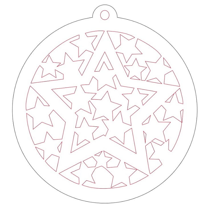 Laser Cut Wooden Stars Christmas Tree Bauble