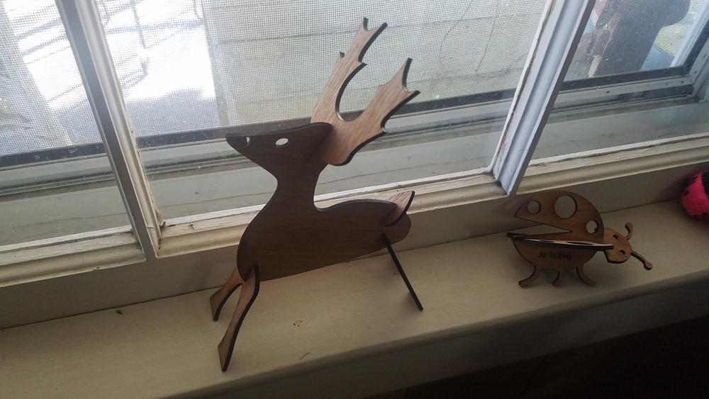 Laser Cut Christmas Deer 3D Wood Model