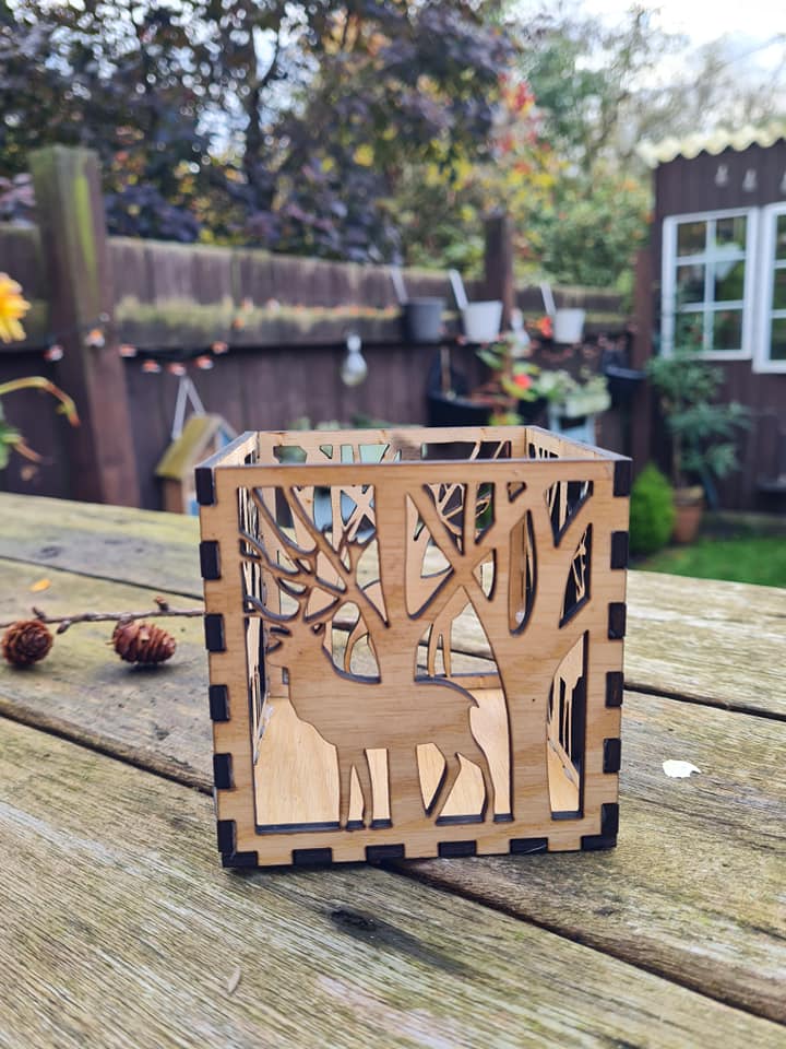 Laser Cut Christmas Themed Tea Light Holder
