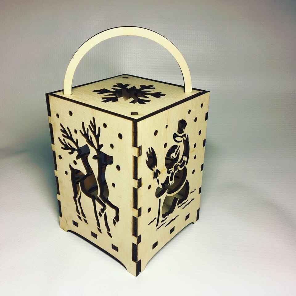 Laser Cut Christmas Themed Tealight Candle Holder Lamp