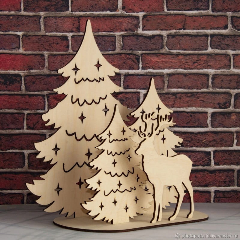 Laser Cut Christmas Tree Deer Stand Festive Holiday Decorations
