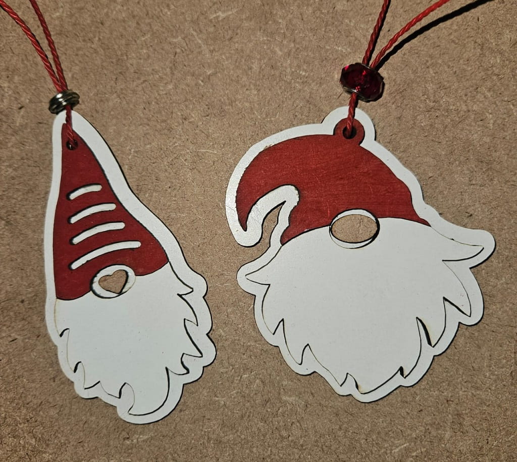 Laser Cut Christmas Tree Gnome Ornaments