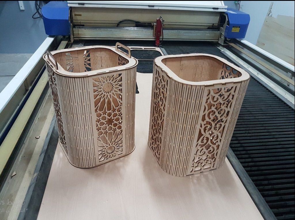 Laser Cut Wooden Garbage Basket