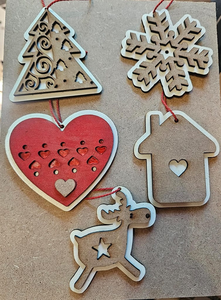 Laser Cut Christmas Tree Ornament Set