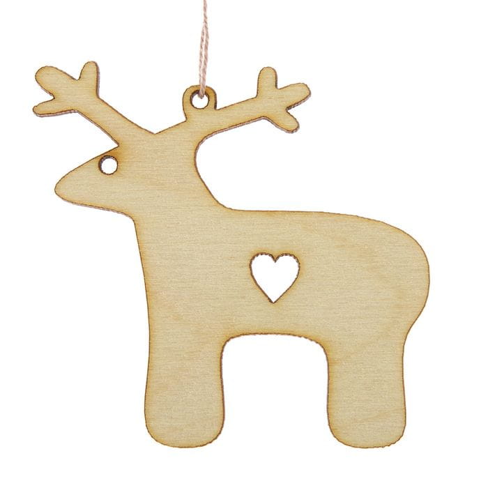 Laser Cut Deer with Heart Christmas Ornament