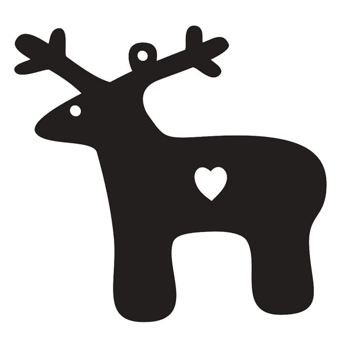 Laser Cut Deer with Heart Christmas Ornament