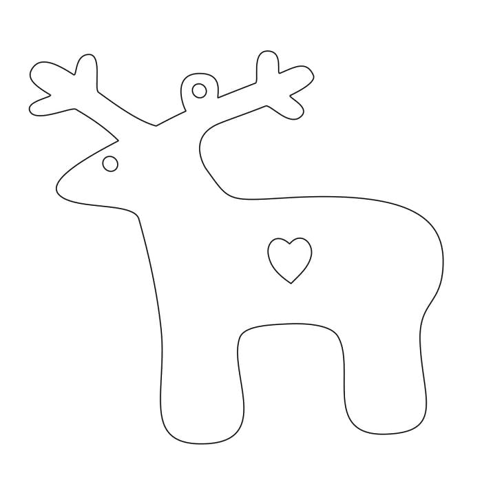 Laser Cut Deer with Heart Christmas Ornament