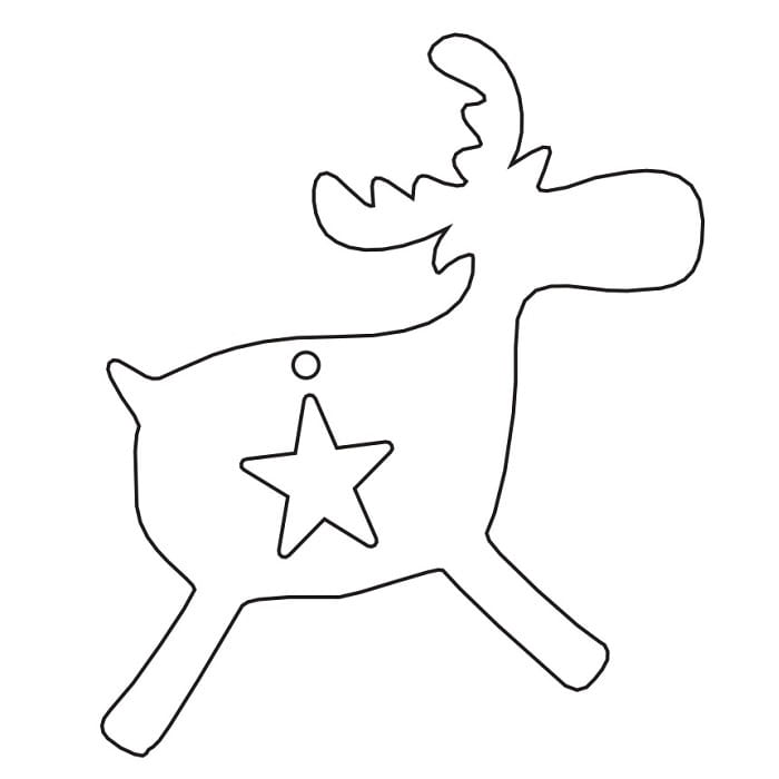 Laser Cut Deer with Star Christmas Tree Ornament