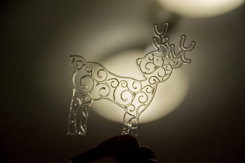 Laser Cut Reindeer Christmas Tree Ornament Swirl Pattern