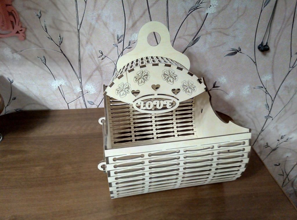 Laser Cut Plywood Roll Top Basket