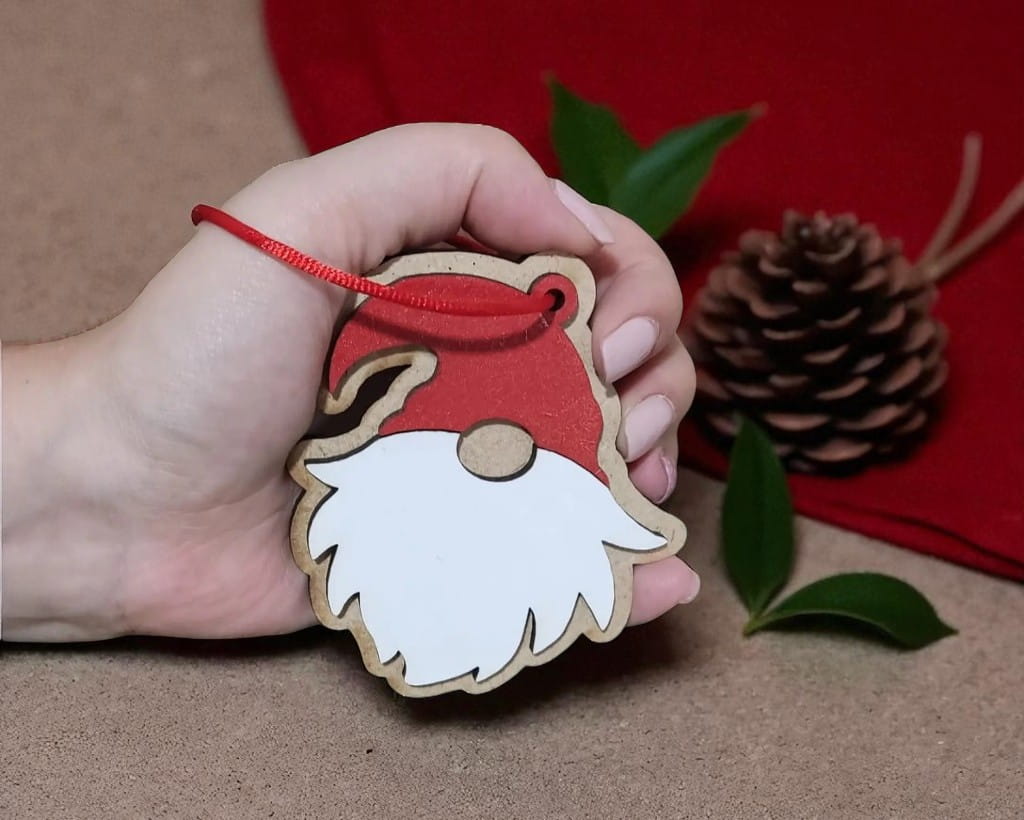 Laser Cut Two Layer Christmas Gnome Ornament