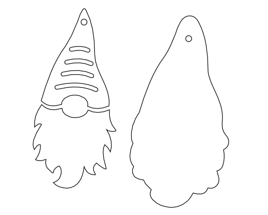 Laser Cut Two Layer Gnome Christmas Tree Ornament