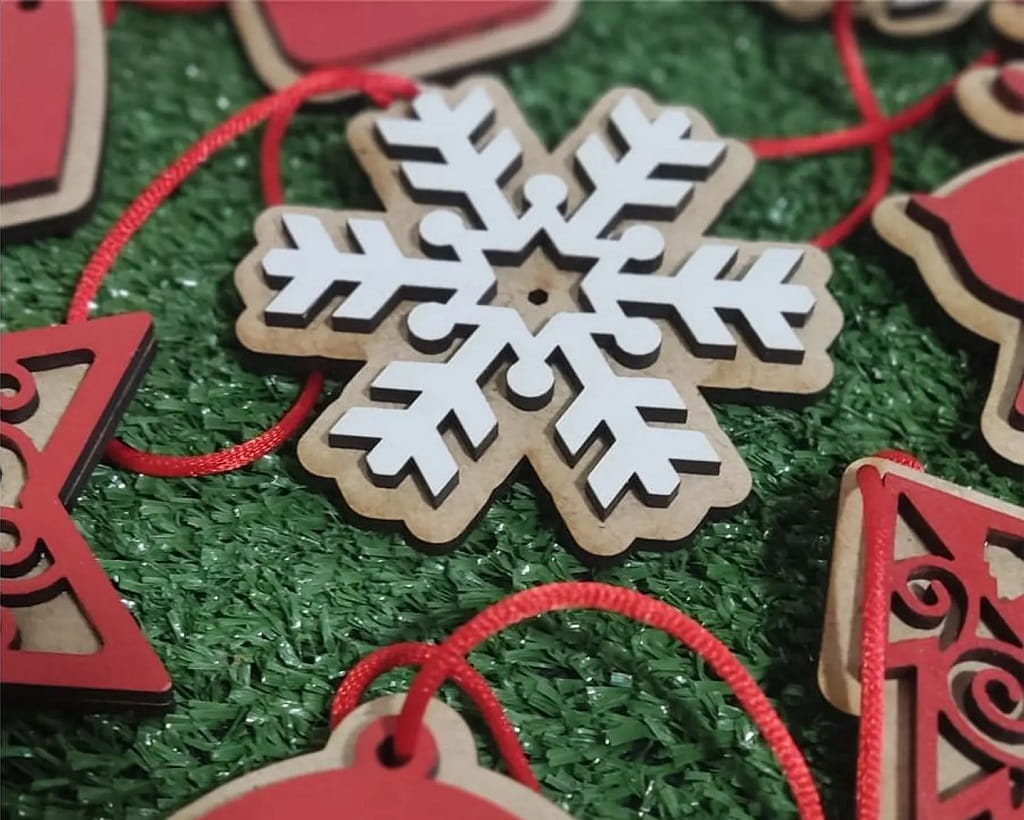 Laser Cut Two Layer Snowflake Christmas Ornament