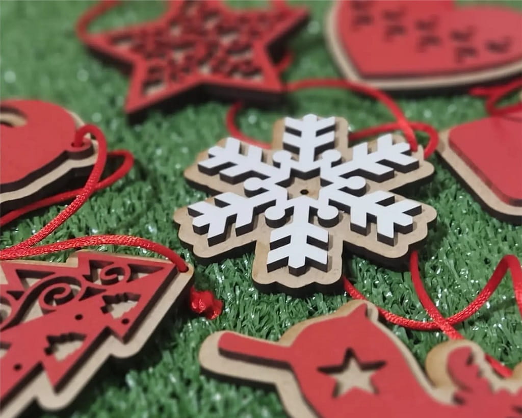 Laser Cut Two Layer Snowflake Christmas Ornament