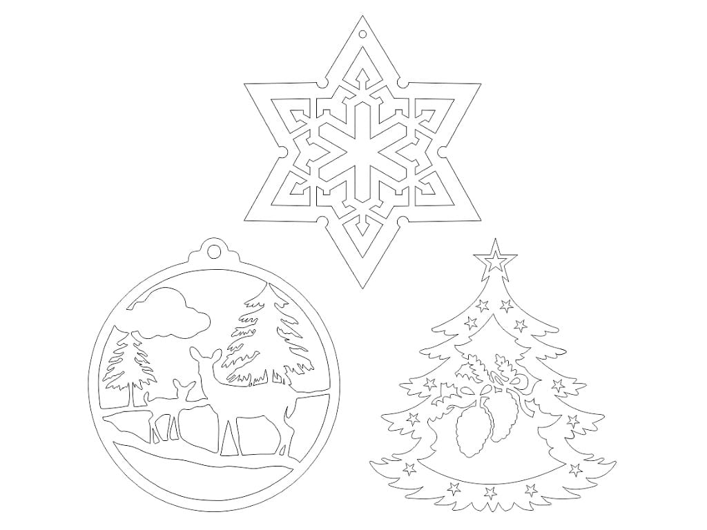 Laser Cut Wooden Festive Ornaments