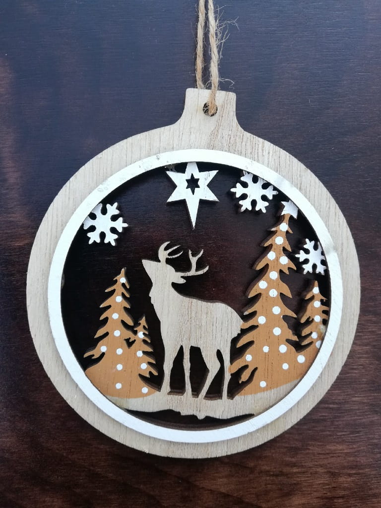 Laser Cut Winter Woodland Scene Christmas Tree Ornament