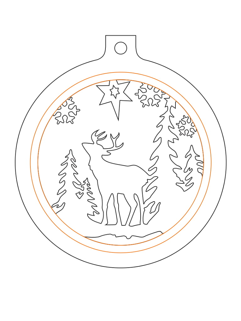 Laser Cut Winter Woodland Scene Christmas Tree Ornament