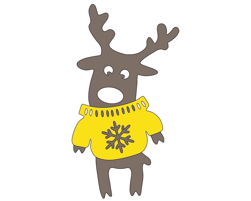 Laser Cut Deer in Sweater Christmas Ornament