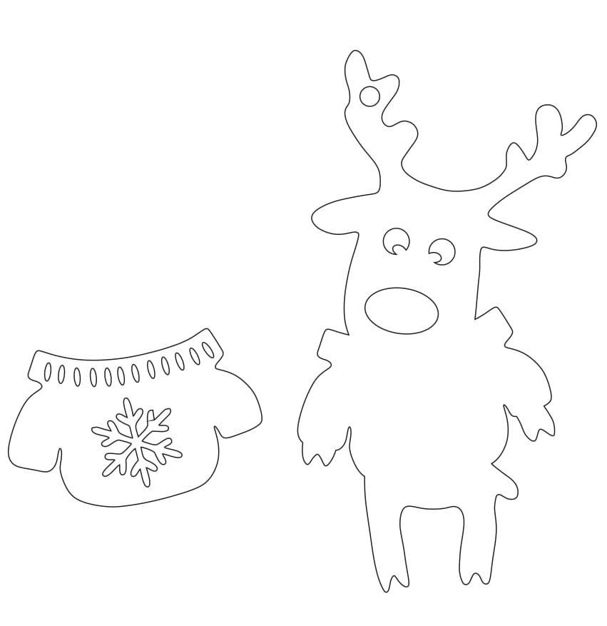 Laser Cut Deer in Sweater Christmas Ornament