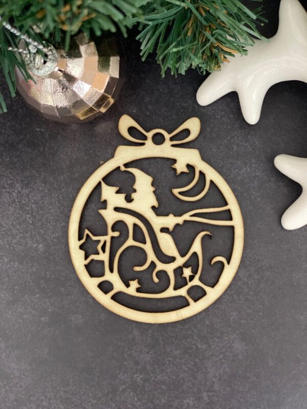 Laser Cut Santa Sleigh Holiday Bauble