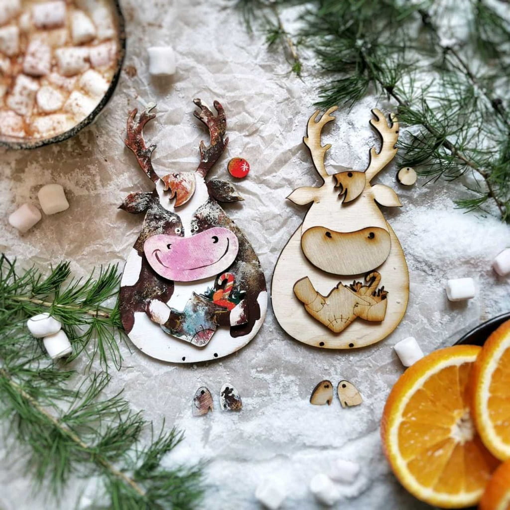 Laser Cut Reindeer Ornament for Holiday Decor