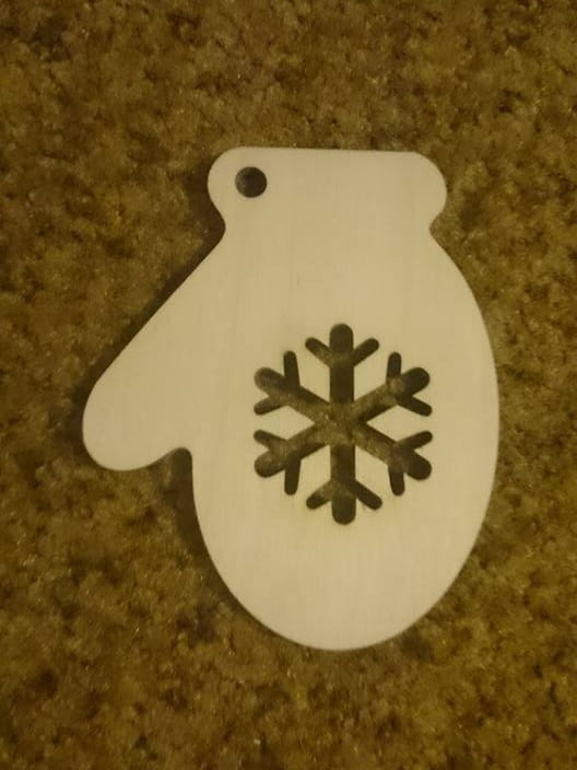 Laser Cut Snowflake Mitten Holiday Ornament