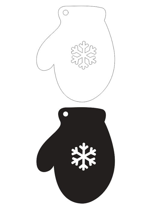 Laser Cut Snowflake Mitten Holiday Ornament