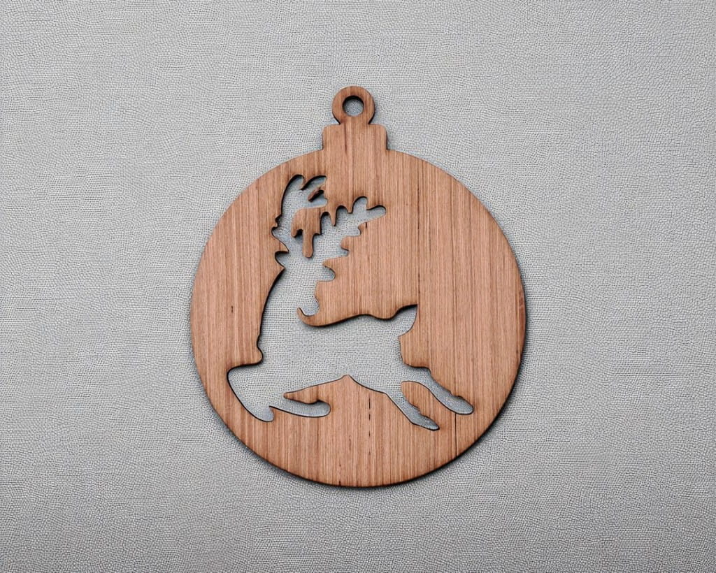 Laser Cut Reindeer Ornament Festive Holiday Tree Decor
