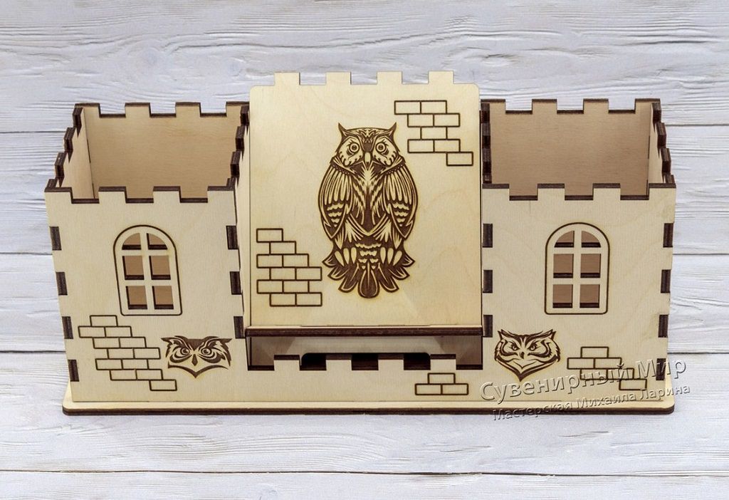 Laser Cut Fortress Pencil Holder With Phone Stand