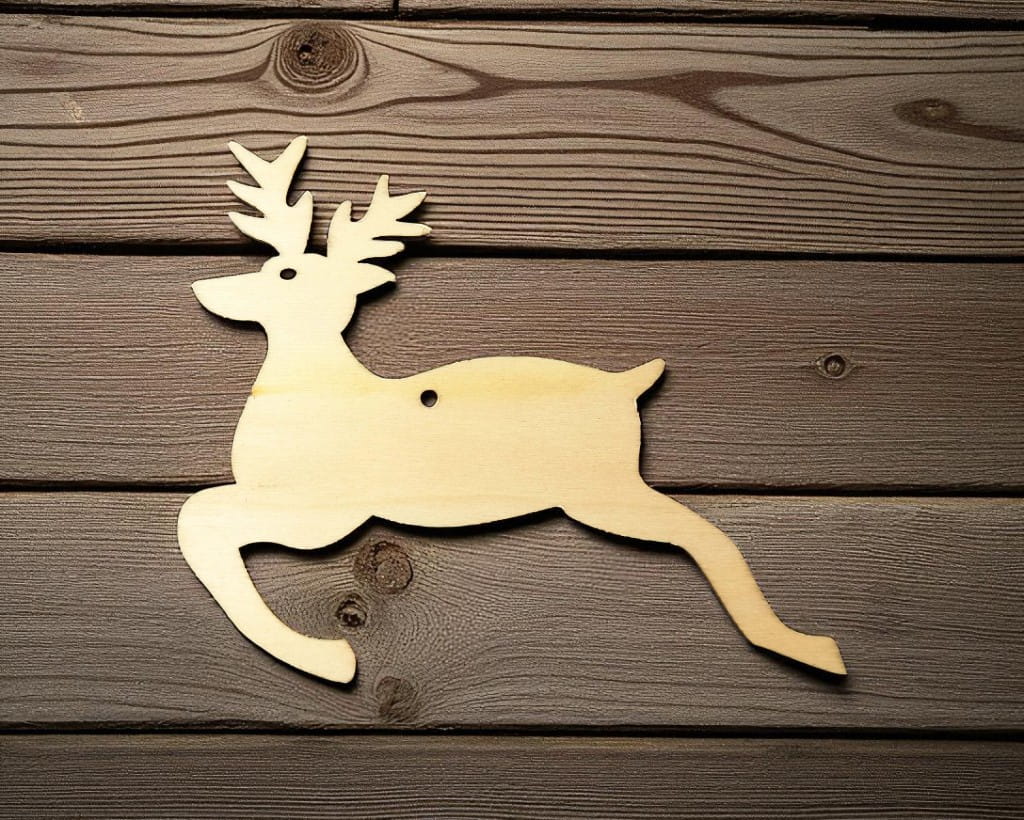 Laser Cut Running Reindeer Christmas Ornament