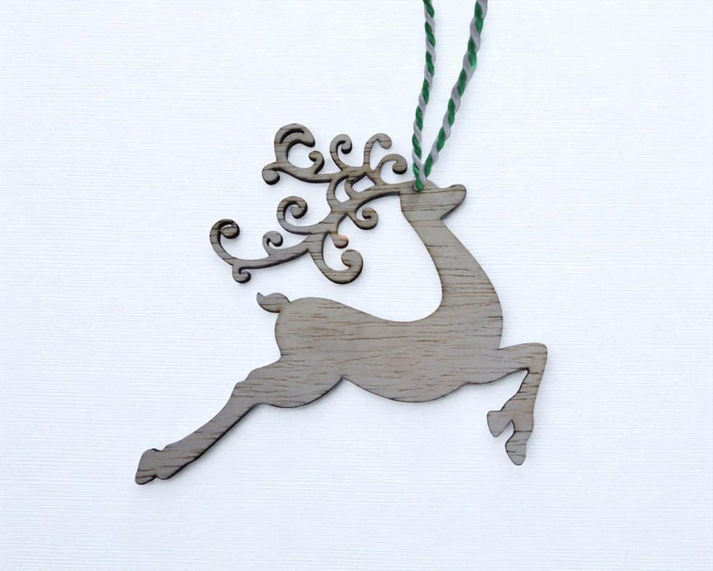 Laser Cut Reindeer Ornament Holiday Tree Decor