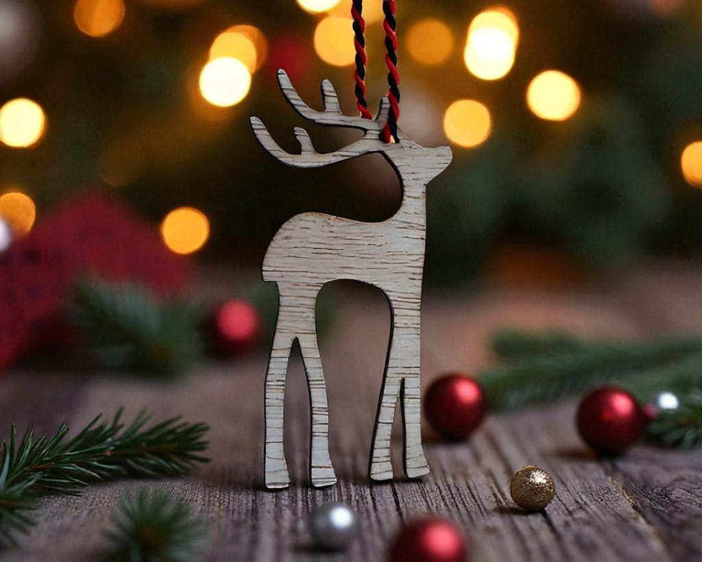 Laser Cut Reindeer Ornament Christmas Tree Decor