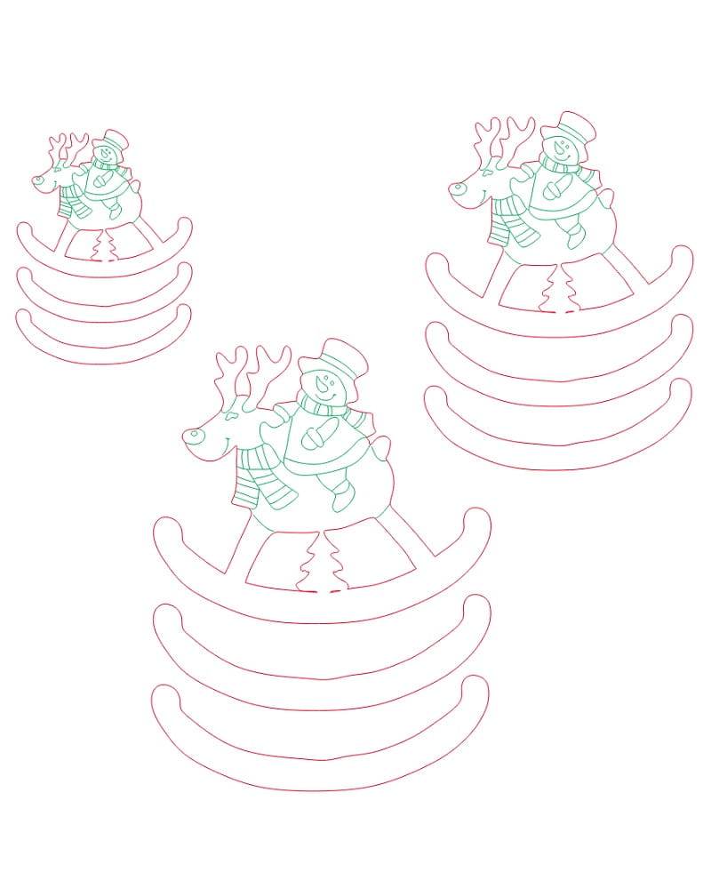 Laser Cut Santa Claus Riding Rocking Reindeer Ornament