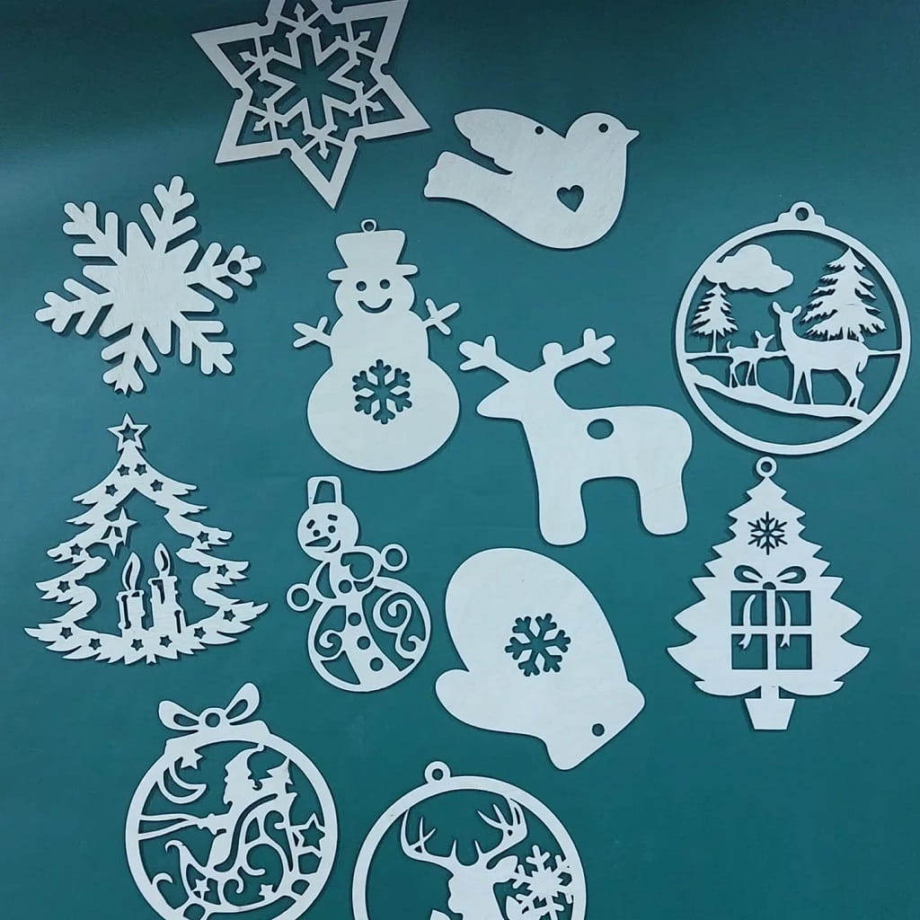 Laser Cut Festive Shapes Ornament Set
