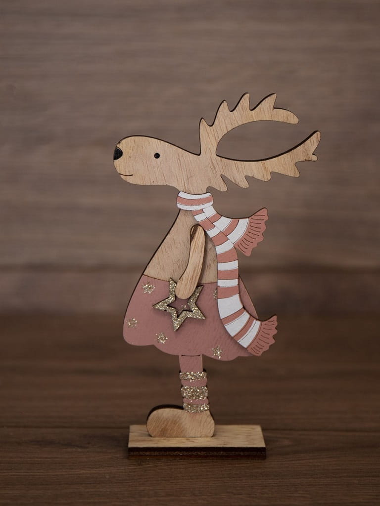 Laser Cut Cute Standing Deer Christmas Decoration