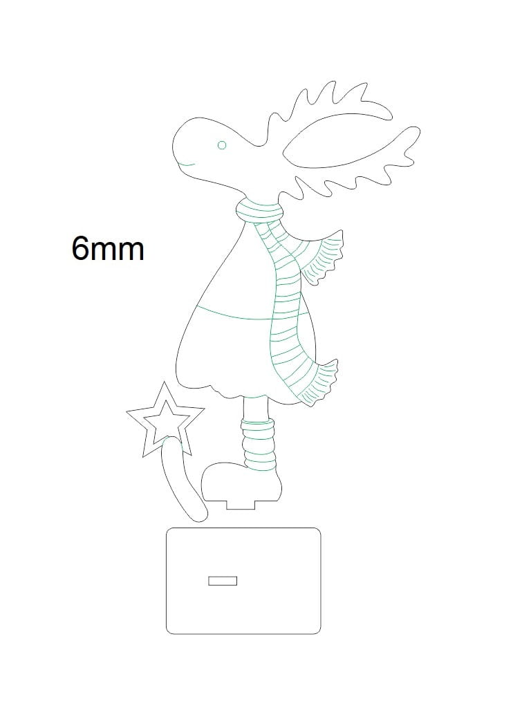 Laser Cut Cute Standing Deer Christmas Decoration