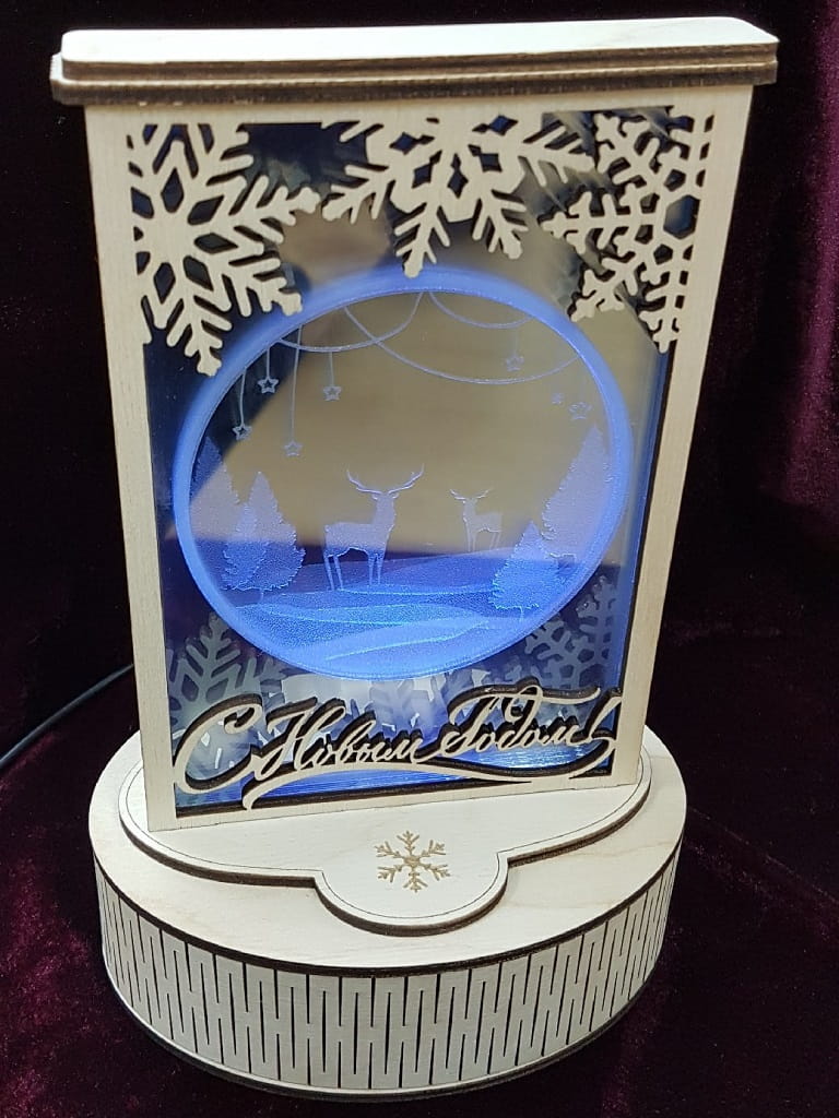 Laser Cut Wooden Christmas Decoration Lamp