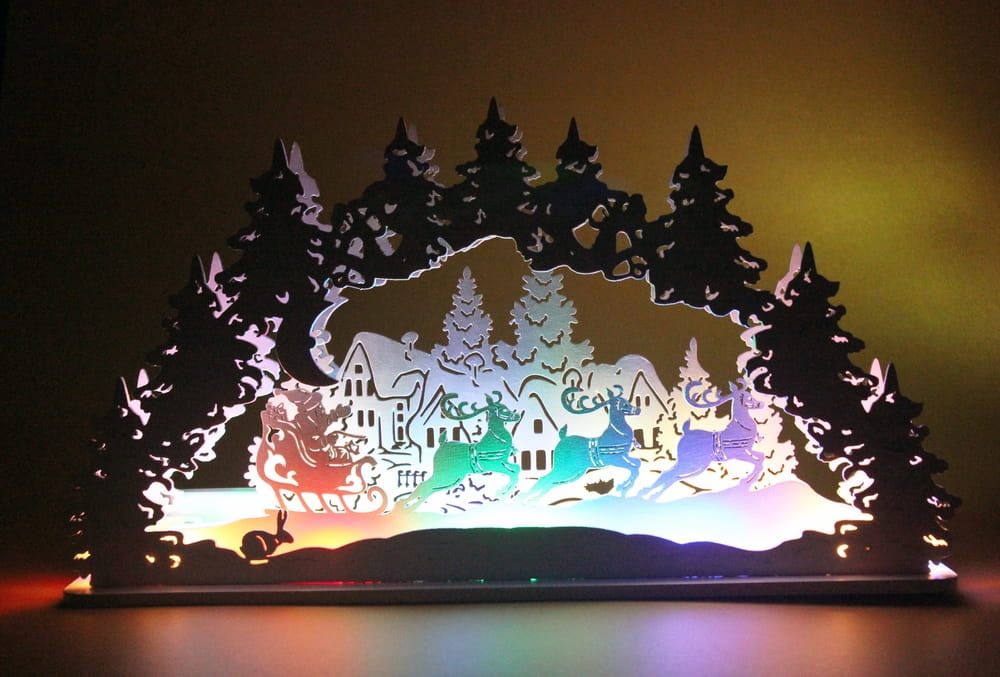 Laser Cut Christmas Village Scene Arch Light Decoration