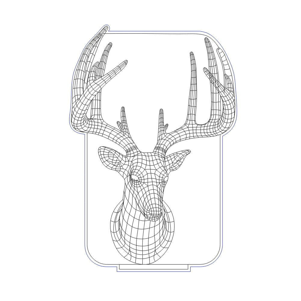 Laser Cut Engraved Deer Head Antler 3D Optical Illusion Night Light