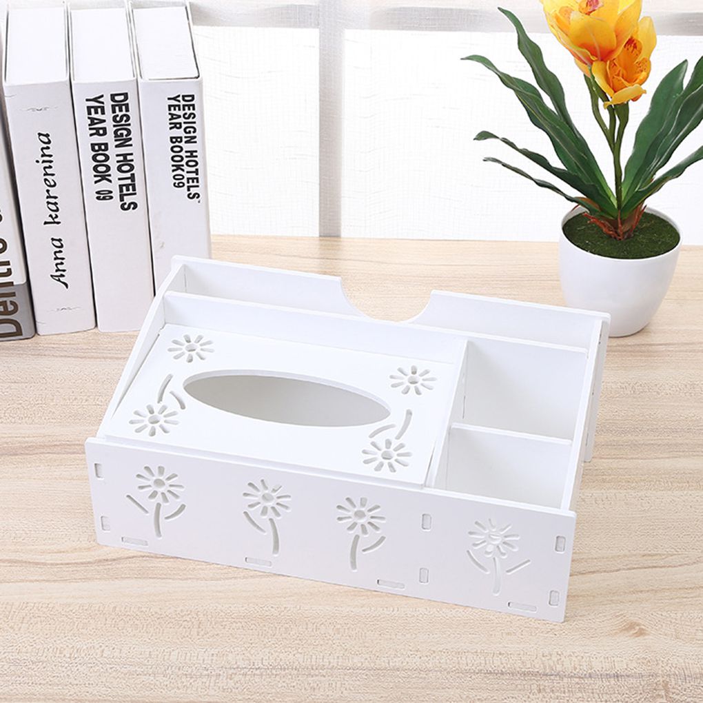 Laser Cut Multifunctional Desk Organizer With Tissue Box