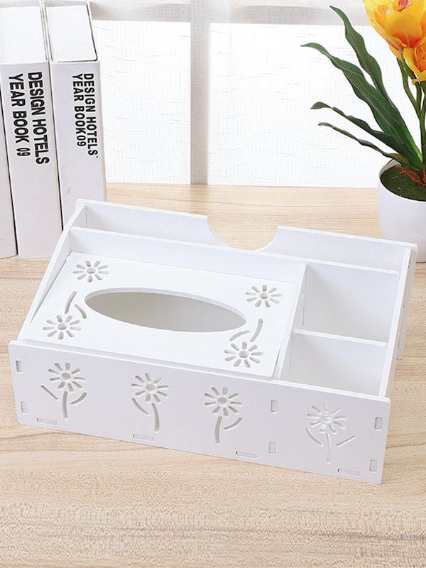 Laser Cut Multifunctional Desk Organizer With Tissue Box